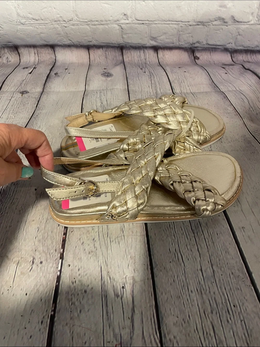 Sam Edelman Girls' Braided Metallic Gold Slingback Sandals Sz 4 NWOB